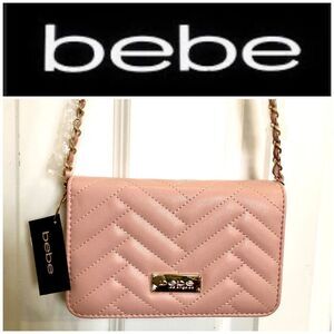 BEBE - NWT - "Sophia" Small Crossbody/Clutch in "Blush"/Quilted Vegan Leather